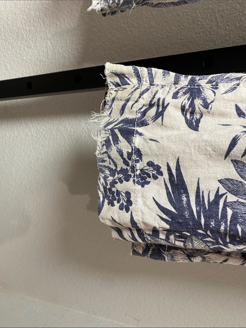 Linen and Rayon Navy Floral Beachy Smocked Waist Wide-Leg  pants - Picture 3 of 11